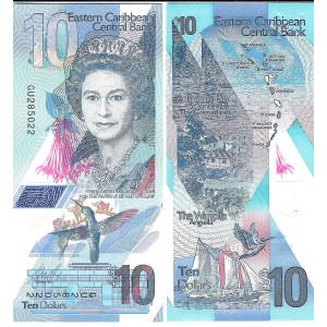 DOĞU KARAYİPLER 10 DOLAR 2019, POLYMER, P#57, ÇİL, ESKİ YABANCI KAĞIT PARA