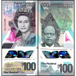 DOĞU KARAYİPLER 100 DOLAR POLYMER 2019, P#60, ÇİL, ESKİ YABANCI KAĞIT PARA