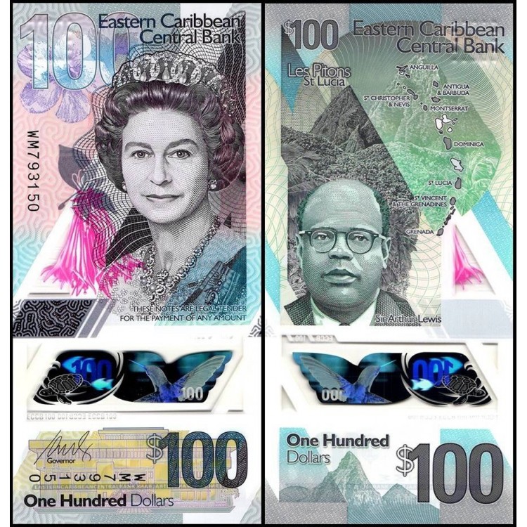 DOĞU KARAYİPLER 100 DOLAR POLYMER 2019, P#60, ÇİL, ESKİ YABANCI KAĞIT PARA