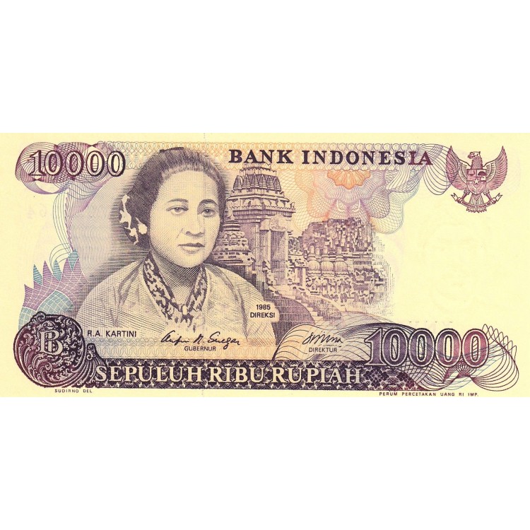Endonezya 10.000 Rupi 1985 P#126 ÇİL UNC kağıt banknot