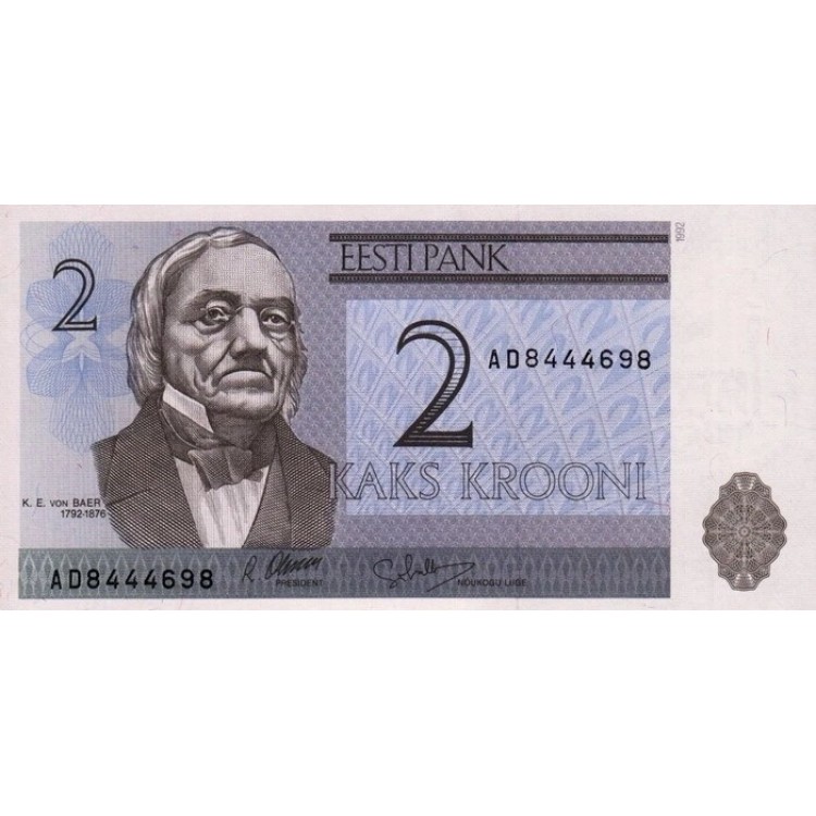 ESTONYA 2 KRON 1992, P#70, ÇİL, ESKİ YABANCI KAĞIT PARA