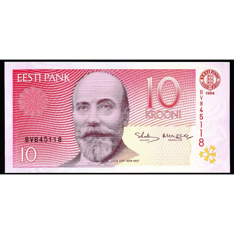 Estonya 10 Kron 1994 P#77 çil eski yabancı kağıt para