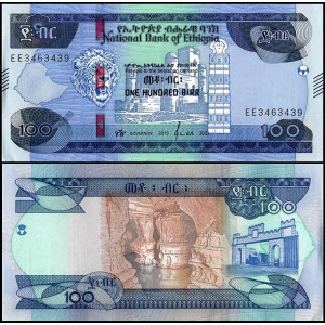 ETİYOPYA 100 BİRR 2023, P#57b, ÇİL, ESKİ YABANCI KAĞIT PARA