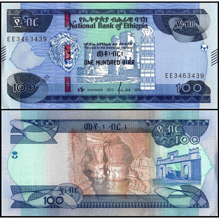 ETİYOPYA 100 BİRR 2023, P#57b, ÇİL, ESKİ YABANCI KAĞIT PARA