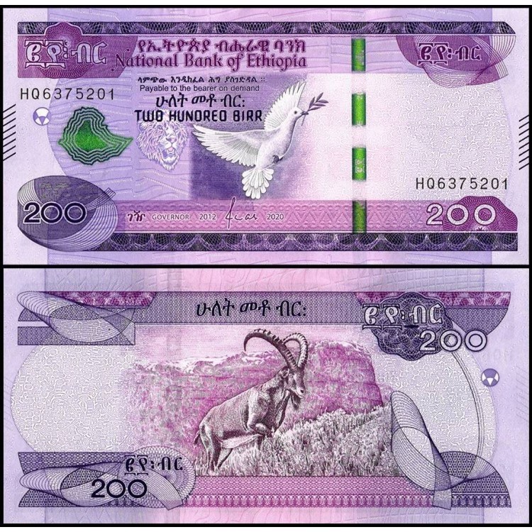 ETİYOPYA 200 BİRR 2020, P#58, ÇİL, ESKİ YABANCI KAĞIT PARA