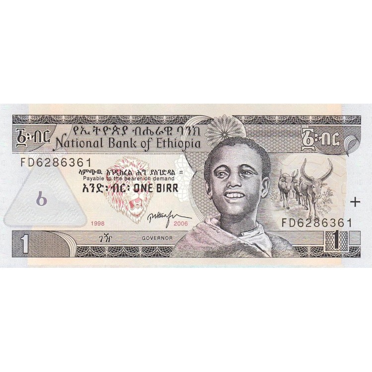 ETİYOPYA 1 BİRR 2006, P#46d, ÇİL, ESKİ YABANCI KAĞIT PARA