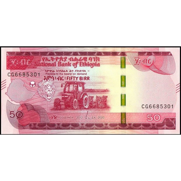ETİYOPYA 50 BİRR 2020, P#56, ÇİL, ESKİ YABANCI KAĞIT PARA