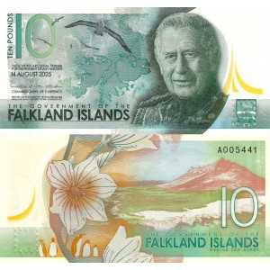 Falkland Adaları 10 Pound 2025 P#21 ÇİL/UNC Polimer Kağıt Para