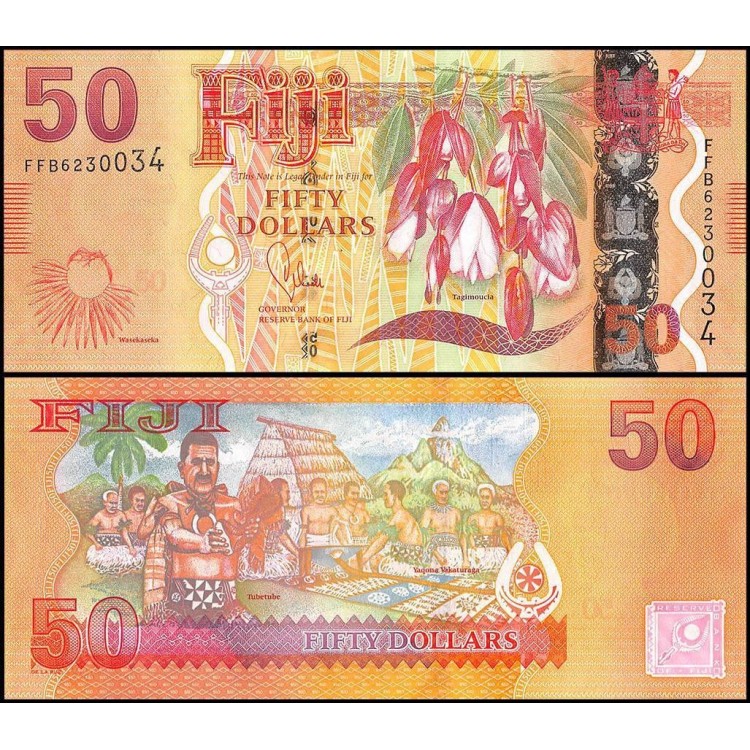 FİJİ 50 DOLAR 2012, P#118, ÇİL, ESKİ YABANCI KAĞIT PARA