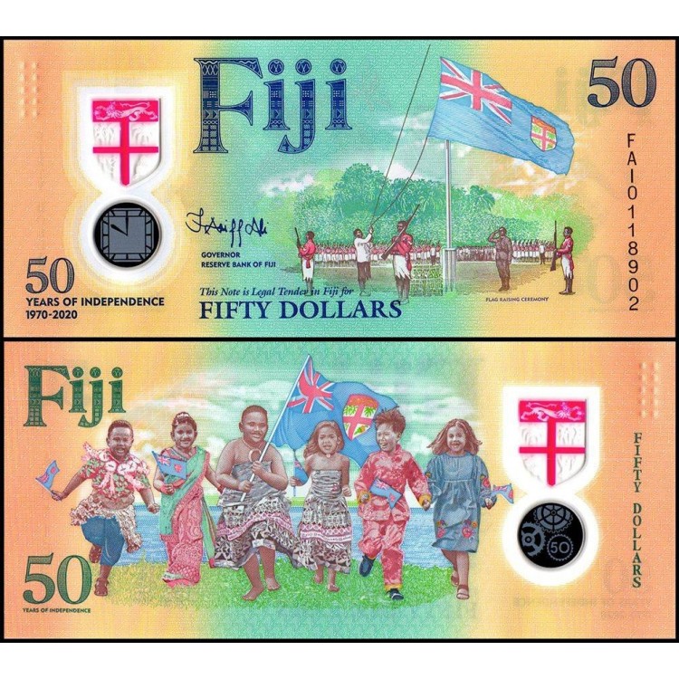 FİJİ 50 DOLAR 2020 POLYMER, P#121, HATIRA KURTULUŞUN 50. YILI, ÇİL, ESKİ YABANCI KAĞIT PARA