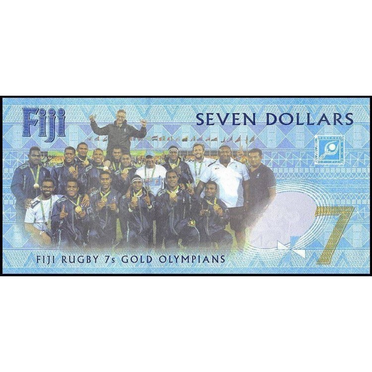 FİJİ 7 DOLAR 2017 P#120, HATIRA, RUGBY TAKIMININ ZAFERİ,  ÇİL, ESKİ YABANCI KAĞIT PARA