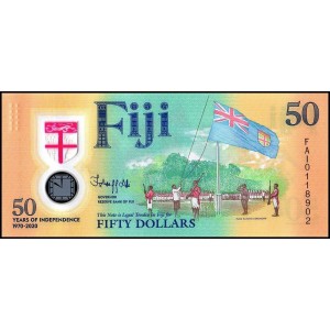 FİJİ 50 DOLAR 2020 POLYMER, P#121, HATIRA KURTULUŞUN 50. YILI, ÇİL, ESKİ YABANCI KAĞIT PARA