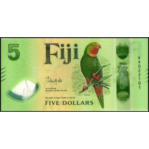 FİJİ 5 DOLAR 2026 POLYMER, P#125, ÇİL, ESKİ YABANCI KAĞIT PARA