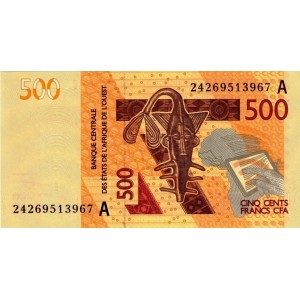 FİLDİŞİ SAHİLİ (BATI AFRİKA DEVLETLERİ) 500 FRANC 2024 P#119Am, ÇİL, ESKİ YABANCI KAĞIT PARA