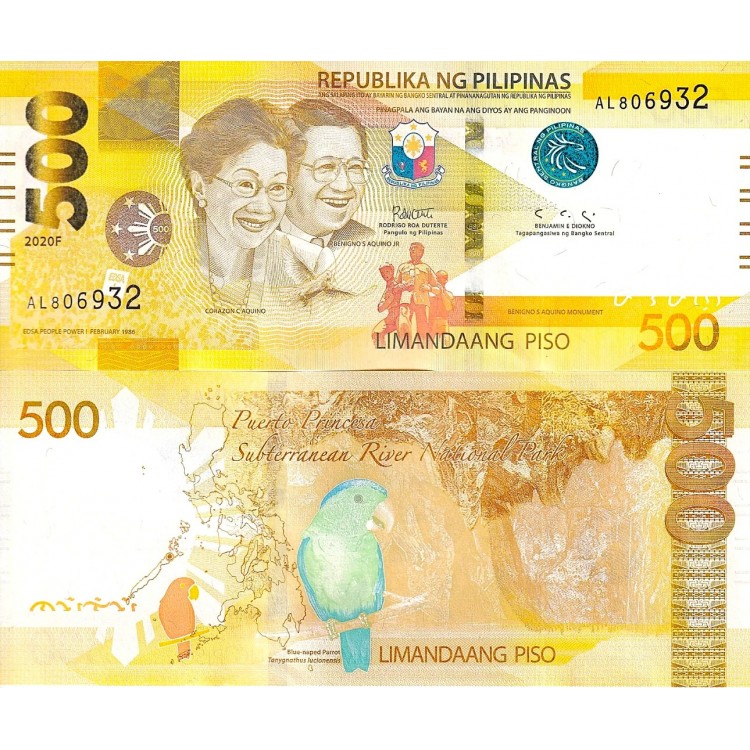 Filipinler 500 Piso 2020 P#227 çil eski yabancı kağıt para