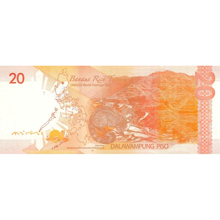 Filipinler 20 Piso 2014B P#206a Kağıt Para Filipinler 20 Piso 2014B P#206a ÇİL UNC kağıt banknot