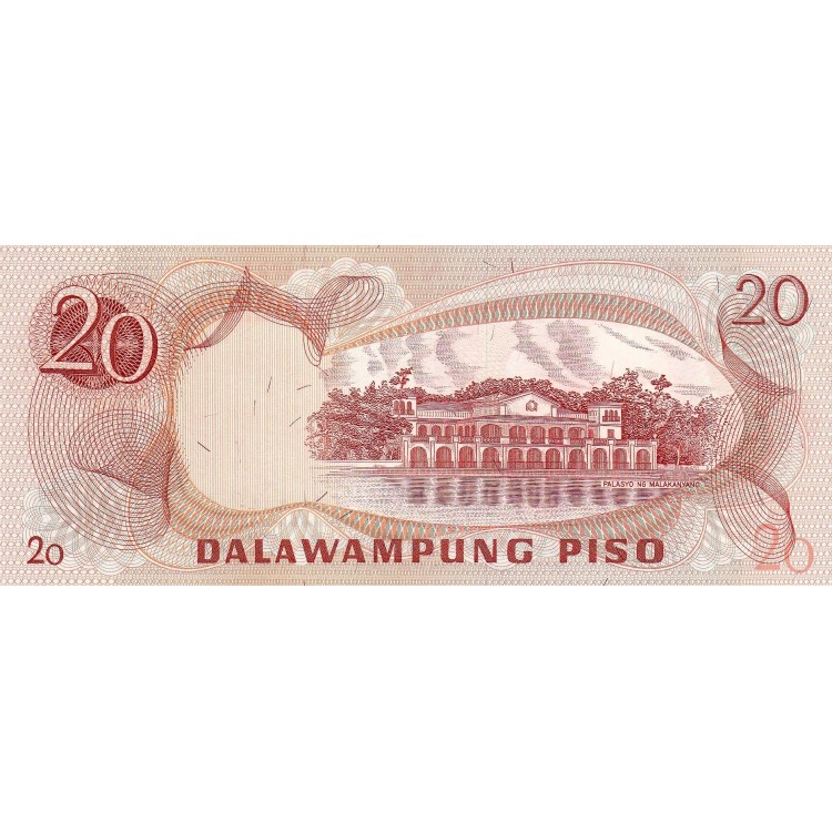 Filipinler 20 Piso 1970 P#150 ÇİL UNC kağıt banknot