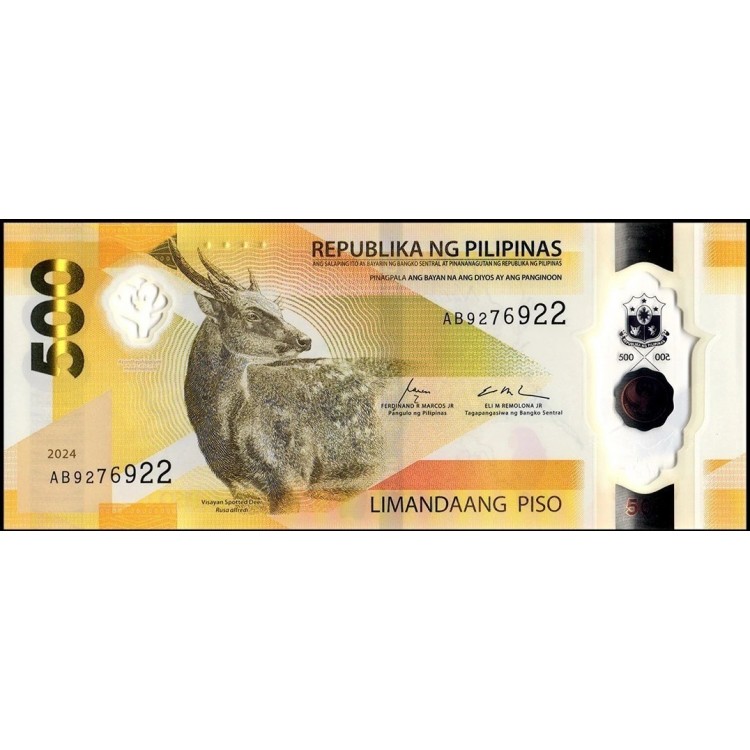 FİLİPİNLER 500 PİSO 2024 POLYMER, P#240, ÇİL, ESKİ YABANCI KAĞIT PARA