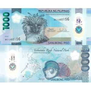 Filipinler 1000 Piso 2022 P#241a ÇİL/UNC Polimer Kağıt Para