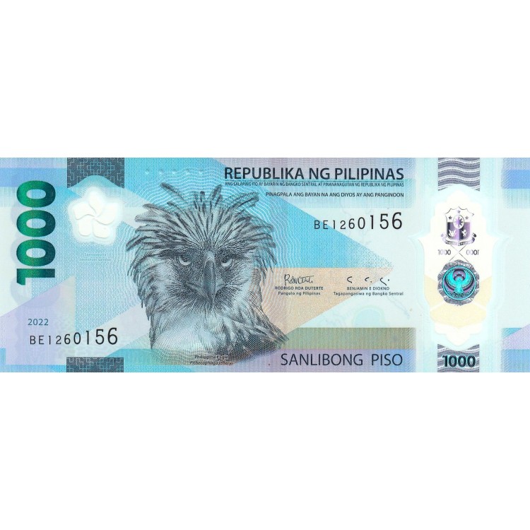 Filipinler 1.000 Piso 2022 P#241a ÇİL UNC polimer banknot