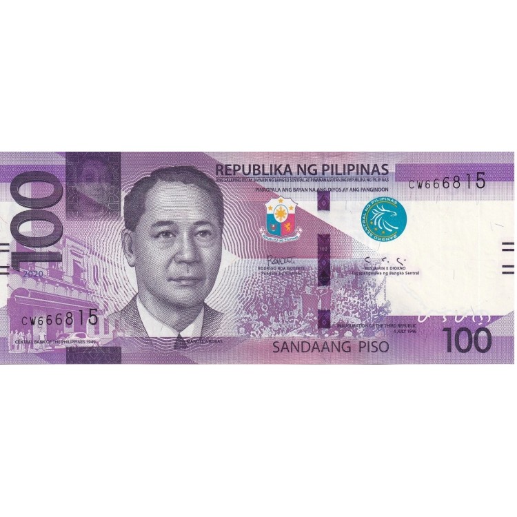 Filipinler 100 Piso 2020 P#225 çil eski yabancı kağıt para