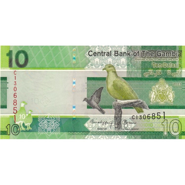 Gambia 10 Dalasis 2023 P#38c banknot