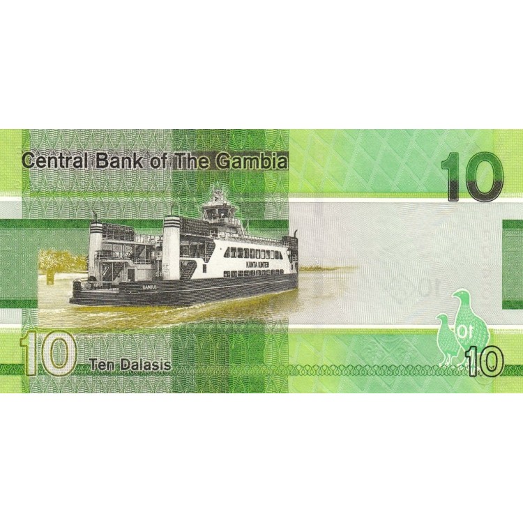 Gambia 10 Dalasis 2023 P#38c banknot