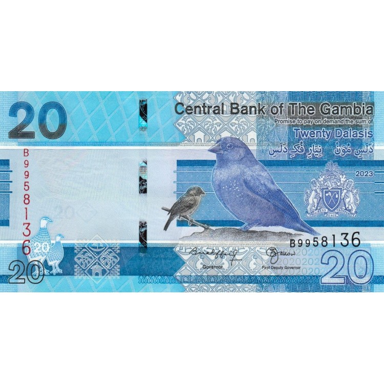 Gambia 20 Dalasis 2023 P#39c banknot