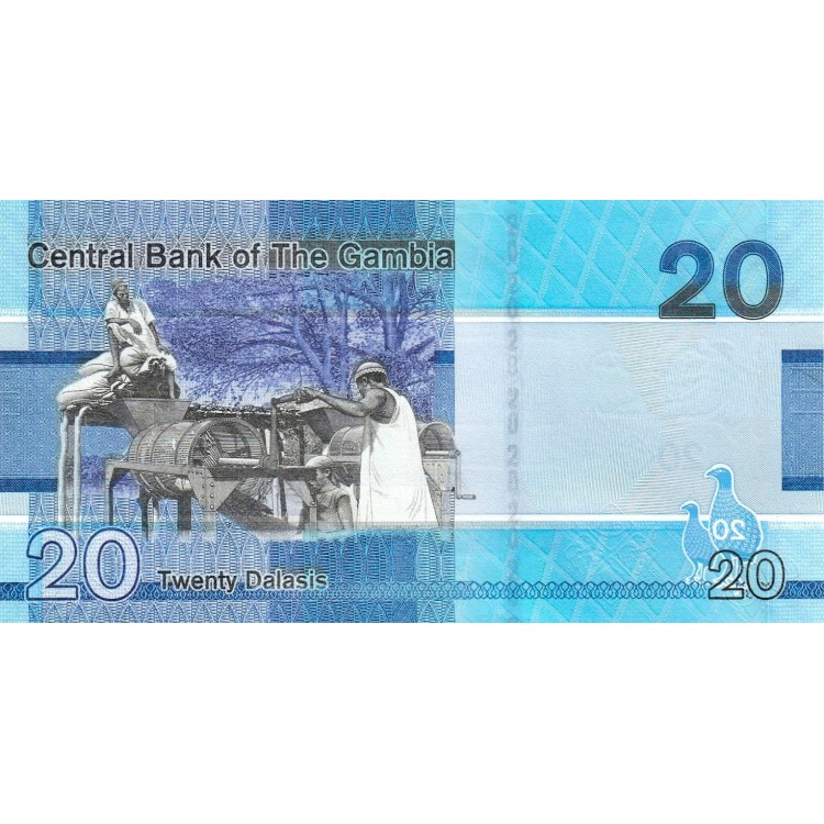 Gambia 20 Dalasis 2023 P#39c banknot