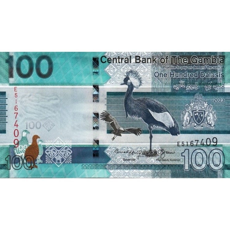 GAMBİA 100 DALASIS 2023, P#41c, ÇİL, ESKİ YABANCI KAĞIT PARA