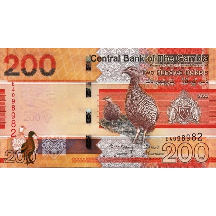 GAMBİA 200 DALASIS 2023, P#42c, ÇİL, ESKİ YABANCI KAĞIT PARA
