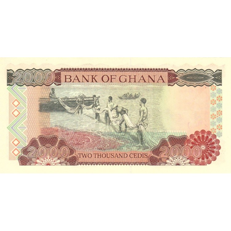 Gana 2.000 Cedis 2003 P#33h ÇİL UNC kağıt banknot
