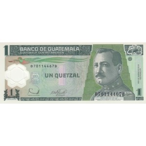 GUATEMALA 1 QUETZAL 2006 POLYMER, P#109, ÇİL, ESKİ YABANCI KAĞIT PARA