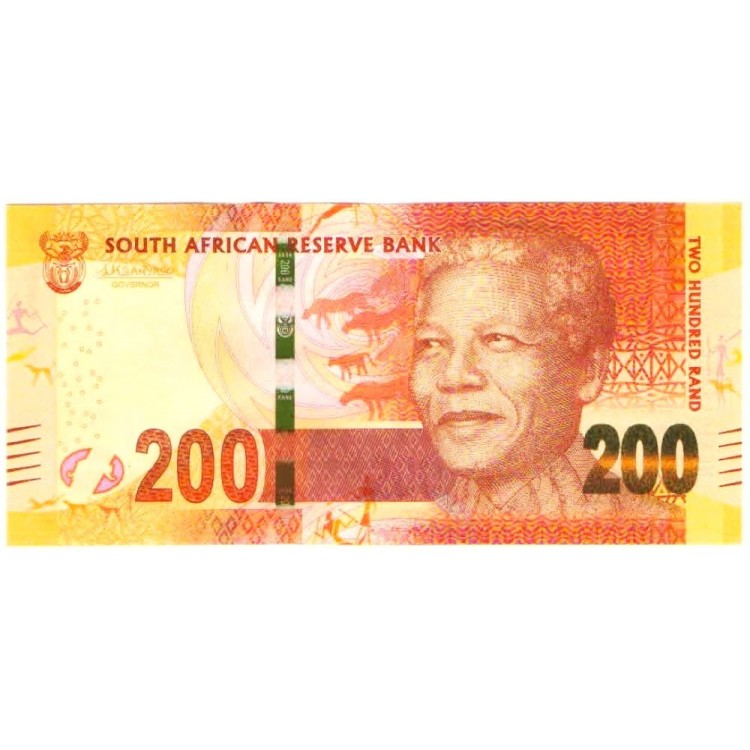 Güney Afrika 200 Rand 2016 P#142b ÇİL/UNC Kağıt Para ön ve arka yüz banknot görseli