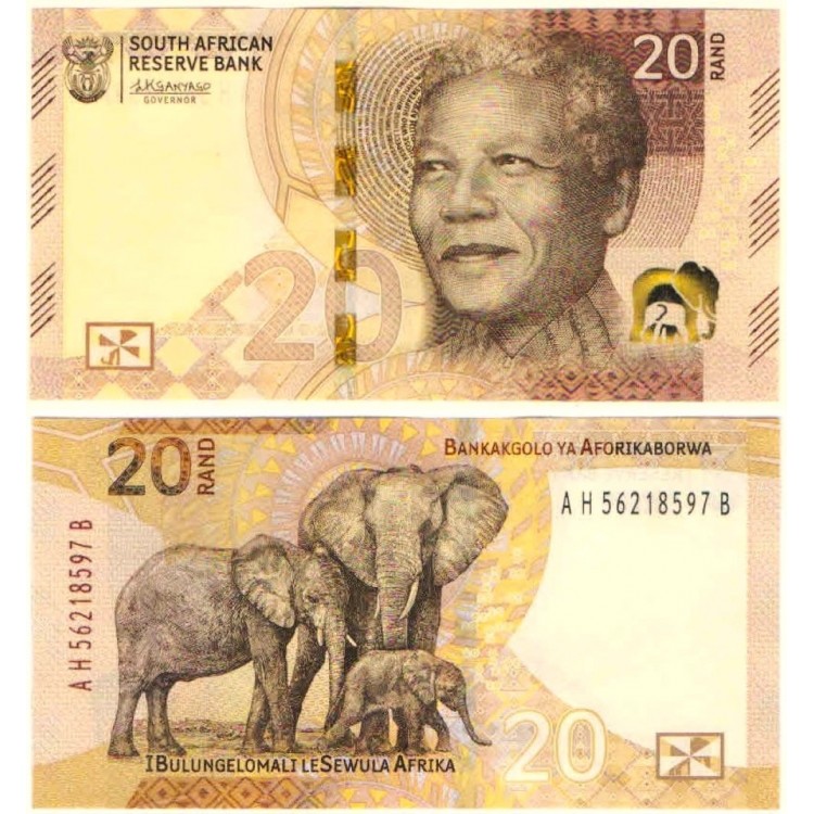 Güney Afrika 20 Rand 2023 P#149 ÇİL/UNC banknot