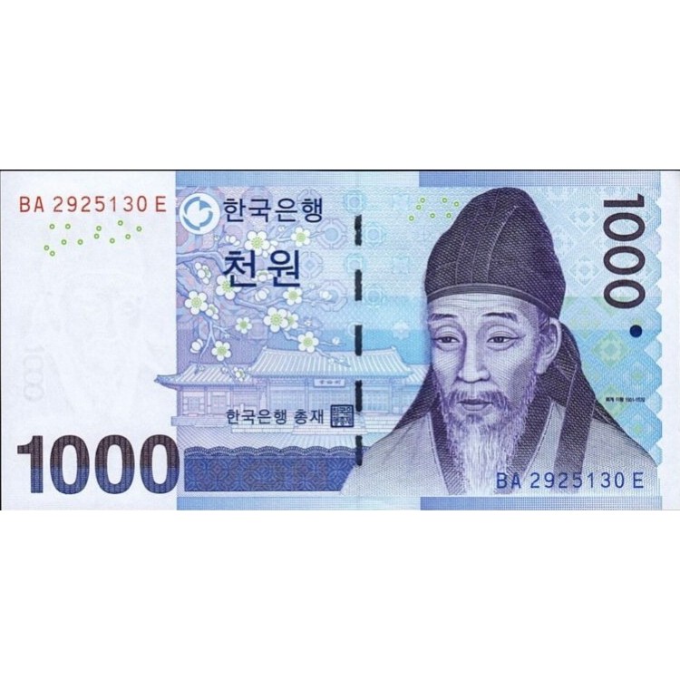 GÜNEY KORE 1000 WON 2007, P#54, ÇİL, ESKİ YABANCI KAĞIT PARA