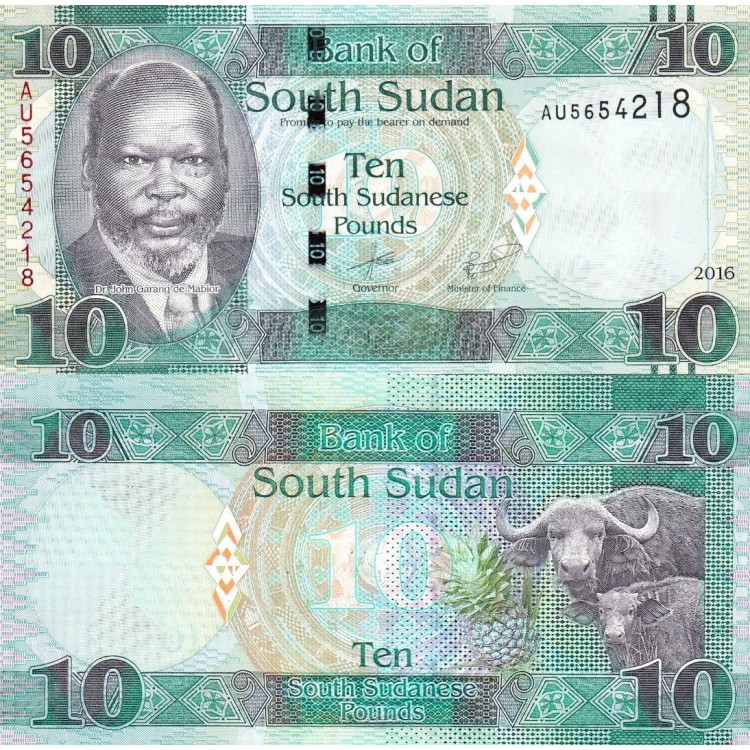 Güney Sudan 10 Pound 2016 P#12b ÇİL UNC kağıt banknot
