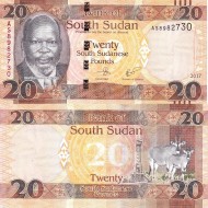 Güney Sudan 20 Pound 2017 P#13c ÇİL/UNC Kağıt Para