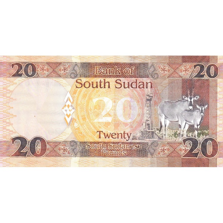 Güney Sudan 20 Pound 2017 P#13c ÇİL UNC kağıt para
