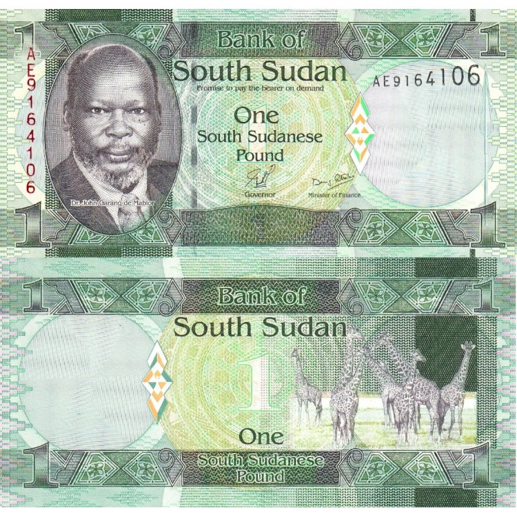 Güney Sudan 1 Pound 2011 P#5 ÇİL UNC kağıt banknot