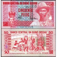 GİNE BİSSAU 50 PESO 1990, P#10, ÇİL, ESKİ YABANCI KAĞIT PARA