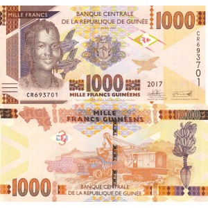Gine 1000 Francs 2017 P#48b ÇİL/UNC Kağıt Para