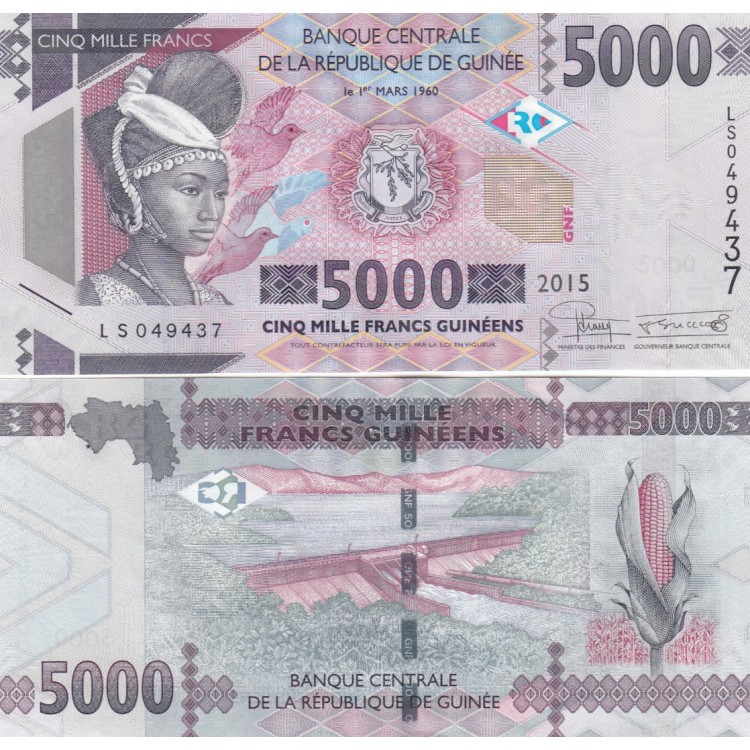 GİNE 5000 FRANK 2015, P#49, ÇİL, ESKİ YABANCI KAĞIT PARA GİNE 5000 FRANK 2015, P#49, ÇİL, ESKİ YABANCI KAĞIT PARA