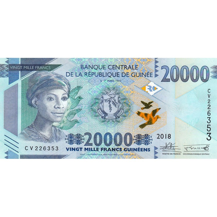 Gine 20000 Francs 2018 P#50b banknot