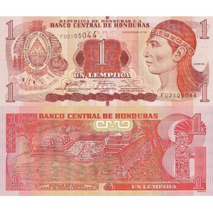 Honduras 1 Lempira 2016 P#96c ÇİL/UNC Kağıt Para