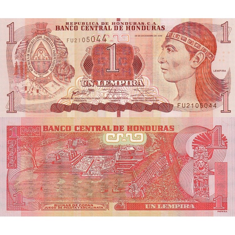 Honduras 1 Lempira 2016 P#96c Banknot Honduras 1 Lempira 2016 P#96c ÇİL UNC kağıt banknot