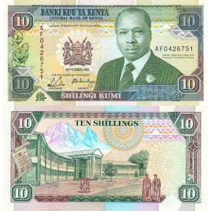 Kenya 10 Shilings 1989 P#24a ÇİL/UNC Kağıt Para