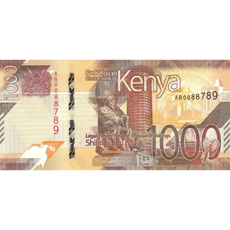 Kenya 1.000 Shillings 2019 P#56a Banknot Kenya 1.000 Shillings 2019 P#56a ÇİL UNC kağıt banknot
