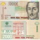 Colombia 2000 Pesos 2008 P#457j ÇİL UNC kağıt banknot