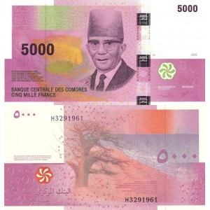 Komorlar (Comoros- Comores) 5000 Franc 2006 (2020) P#18c ÇİL/UNC Kağıt Para